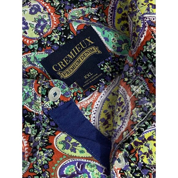 Men's CREMIEUX PREMIUM DENIM Colors Paisley STRETCH Shirt XXL - Picture 4 of 8